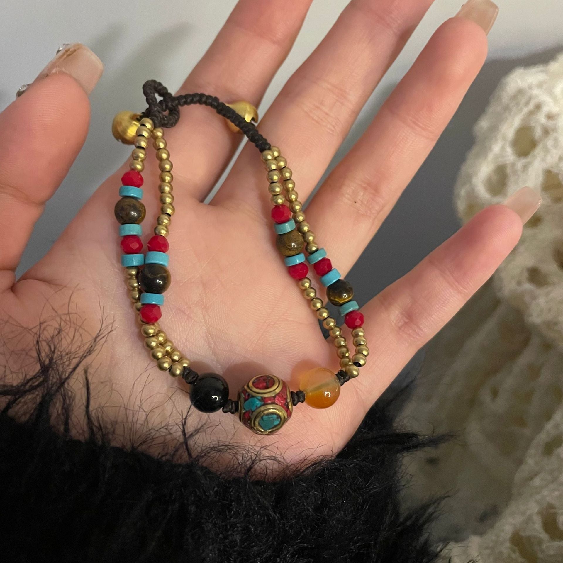 Wholesale Retro Niche Beaded Natural Stone and Wood Bracelet
